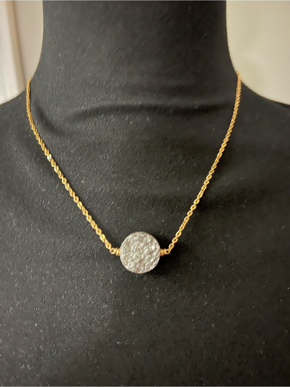 Bourbon and Bowties Gold Chain Necklace and Ring with Silver Druzy Discs - Picture 2 of 12
